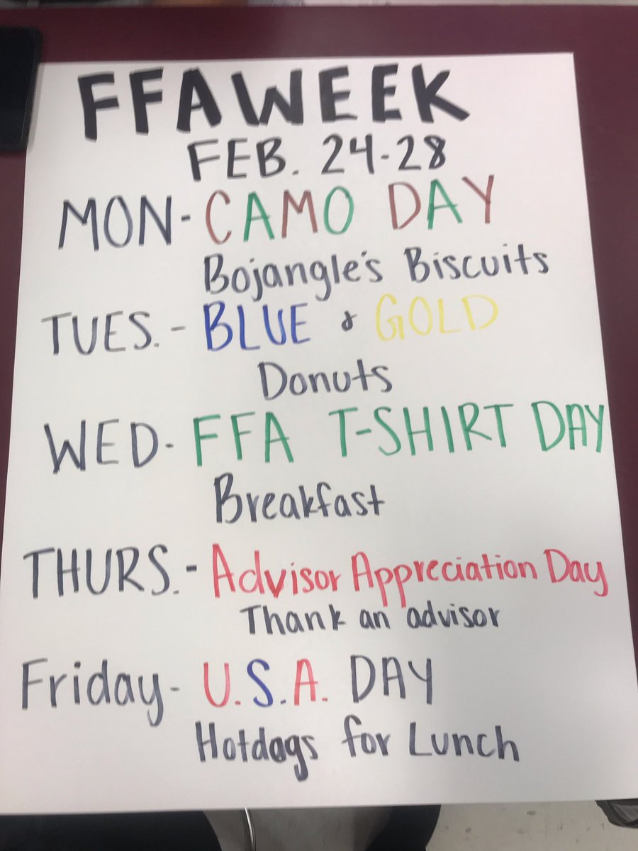 We hope to see everyone participating in the fun for National FFA Week!
