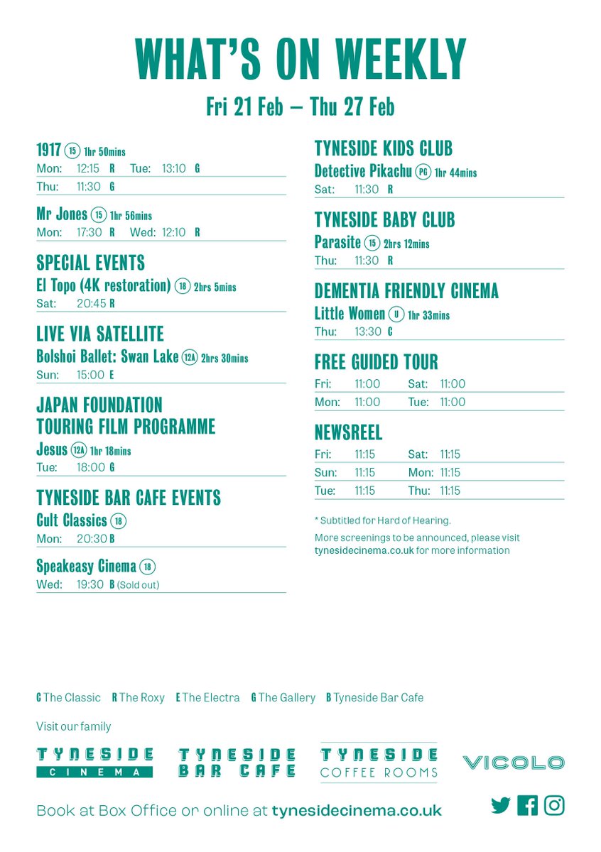 Take a peek at what's coming up this week at <a href="/tynesidecinema/">Tyneside Cinema</a> 👀
🎉 Greed
🌹 Little Joe
🚨 Midnight Family
+ Parasite and Emma continue!
🎟 Book now buff.ly/2uwcbgQ