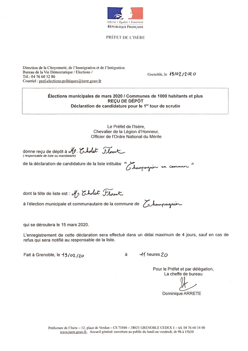 ChampaEnCommun's tweet photo. C’était hier, le dépot de la liste Champagnier en Commun à la préfecture de Grenoble 👍

17 champagnardes et champagnards engagés pour porter un projet durable et solidaire pour notre village https://t.co/nQmqypw6rR