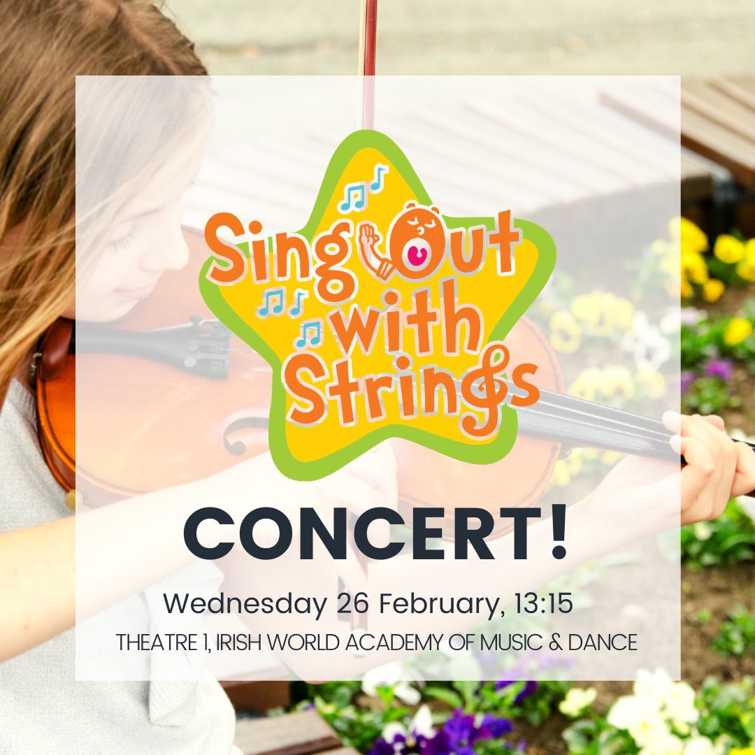 ICOrchestra's tweet photo. ⭐🎻Sing Out With Strings Concert Performance!🎻⭐⁠
26 Feb, 13:15⁠ | Irish World Academy of Music &amp; Dance⁠ 
⁠50 primary school #SingOutWithStrings pupils come together to perform an unmissable concert, as part of the #IrishWorldAcademy lunchtime series! ⁠
⁠FREE Admission https://t.co/K3LRpEUj7h
