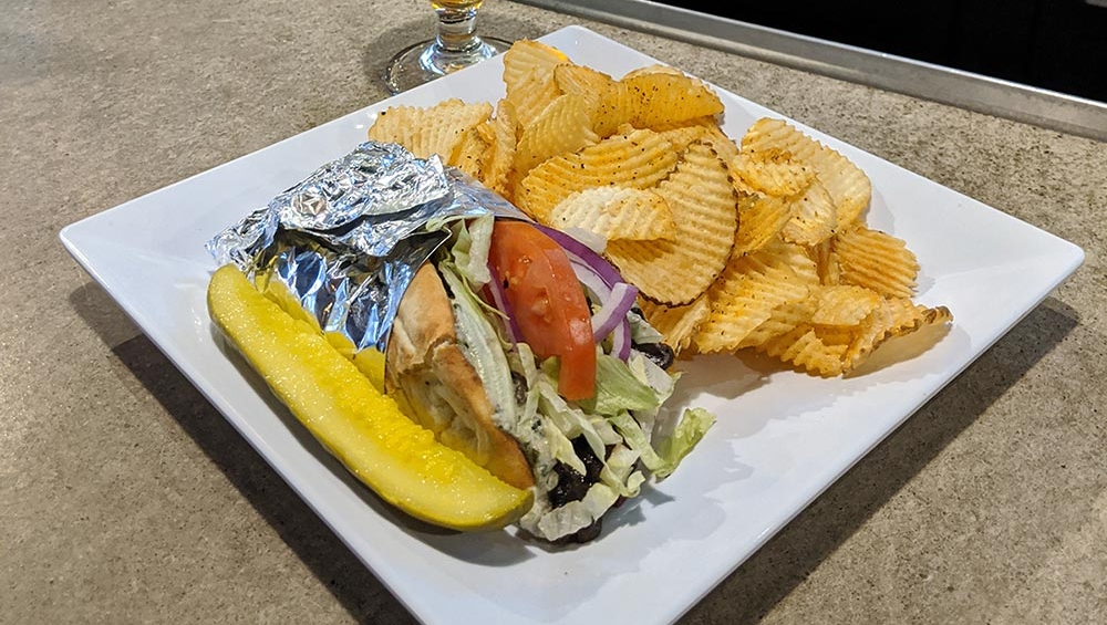 unionwhiskey's tweet photo. #WeeklySpecial #PlantBased 
- Portabella Gyro 
Thin Sliced Marinated Portabella Mushroom topped with Kalamata Olive Tapanada, Lettuce, Tomato, Red Onion, and Hemp Tzatziki Sauce. Served in a Warm Pita with House Chips and a Pickle.  #MeatFree https://t.co/aS8vUZ7t5m