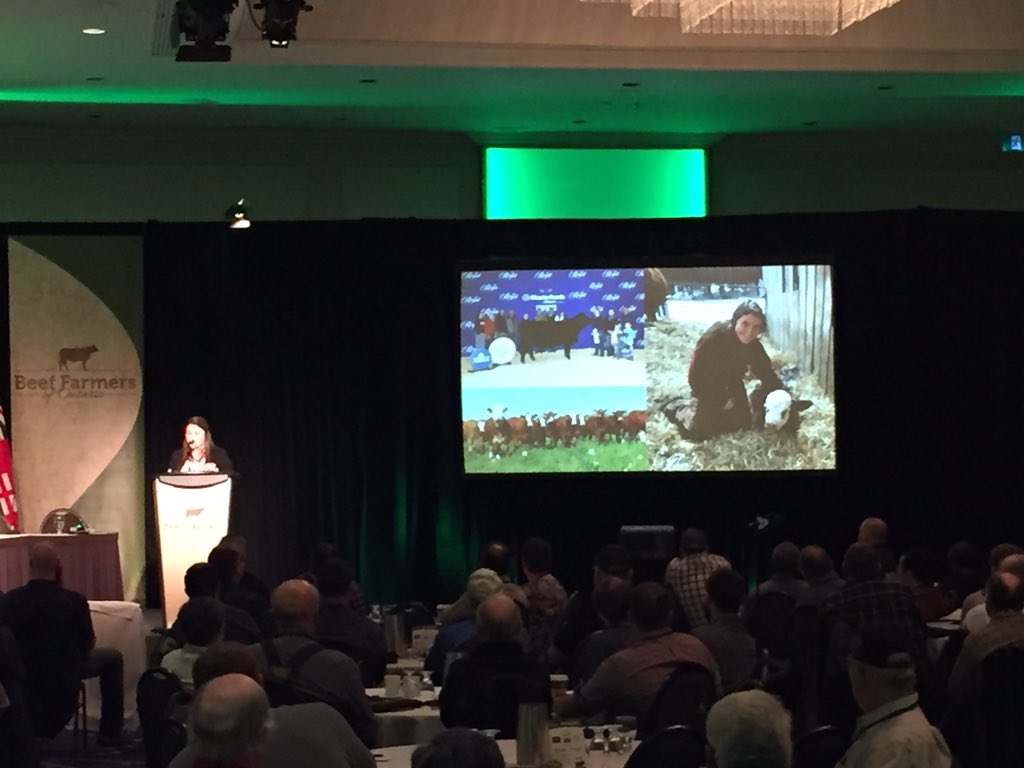 BeefFarmersON's tweet photo. Hearing from our #producerpanel, @LeggeBeef, Grace Kuhl and Brent Cadeau, presenting great perspective and different innovations they are implementing to move forward. #BFOAGM #LetsTalkBeef https://t.co/4EsxHZPJvt