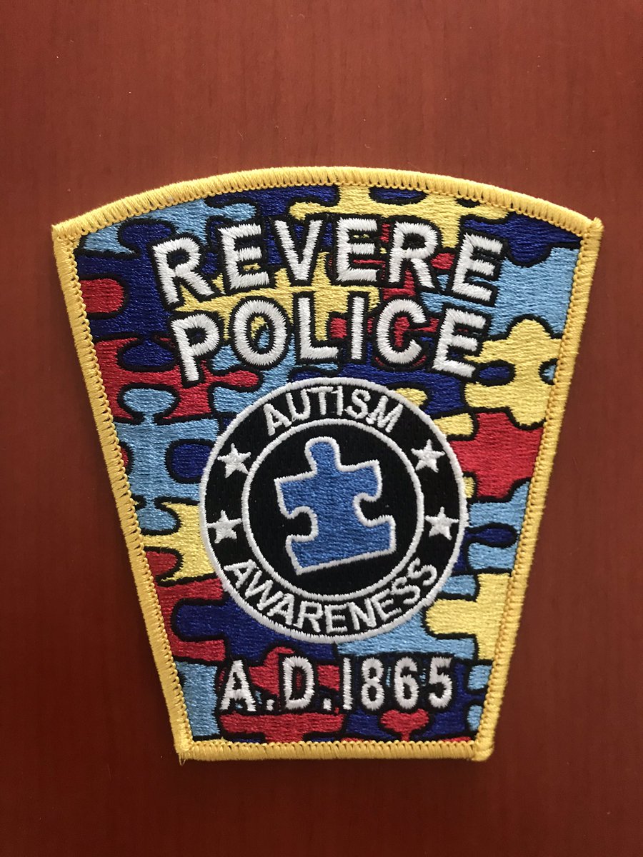Last night I met an officer from The Revere, MA Police Department, and his future wife. The officer informed me that he and his wife were making others more aware of people with autism. He then provided me with this great patch!  Thank you!!