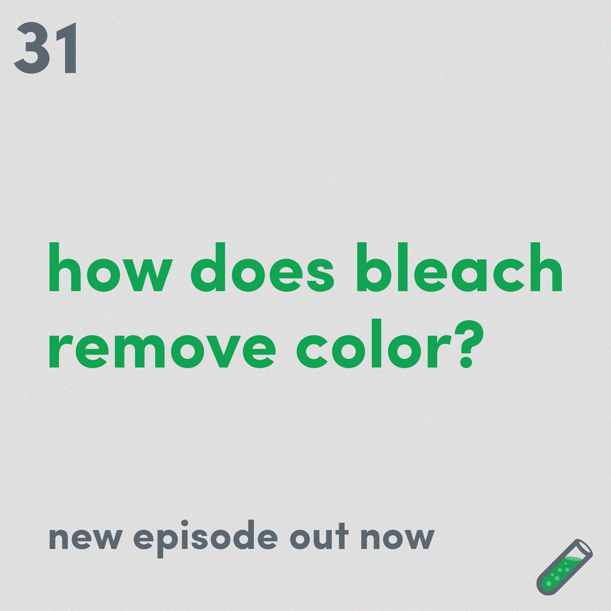 ChemForYourLife's tweet photo. How does bleach bleach stuff? Oh and also, what even is color? This week Melissa and Jam investigate these questions.
https://t.co/Yvt3QbR6jC

#chemistry #scicomm #science #podcast #podcaster #podernfamily #recommendations #podcastcollective #bleach #laundry #chorline https://t.co/WldWlN9NPw