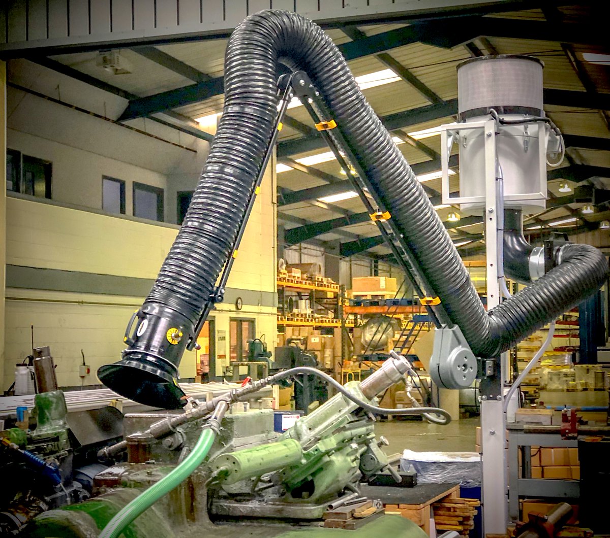 When #precision grinding each #Nauticalloy #Marine #Propeller bar we dont only think of our customers needs! We also think about our highley skilled workforce. Investment to improve the working environment, above each grinding station is now fitted a new extraction unit.