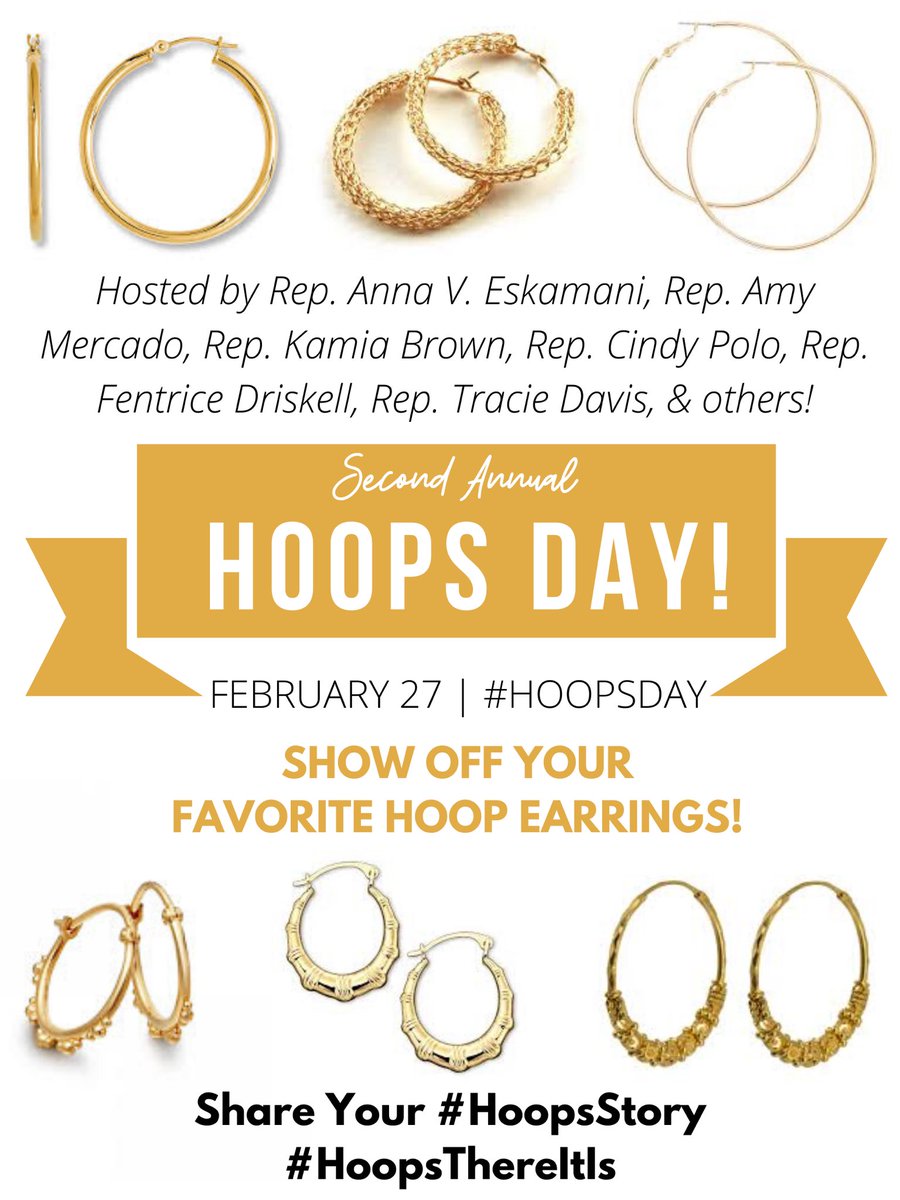 AnnaForFlorida's tweet photo. HOOPS THERE IT IS!
We are excited to join Reps. @AmyMercado, @traciedavisjax, @kamiabrownfl45, @FentriceForFL, & @CindyPoloFL103 in announcing the Second Annual #HoopsDay in the Florida Capitol!
On February 27th where your favorite hoop earrings & tell us your #HoopsStory! 😍 https://t.co/bwoKy2FY1a