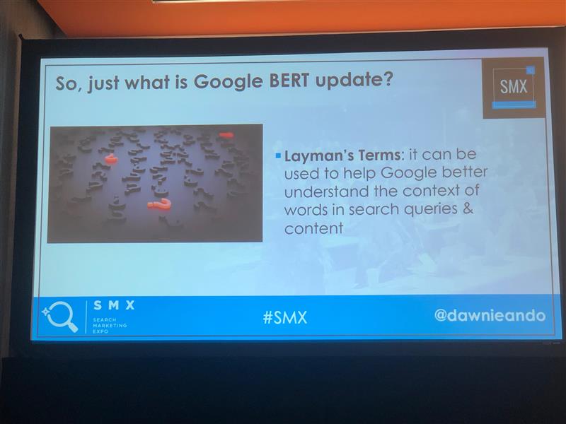 NexusDirect's tweet photo. Still wrapping our brains around the #GoogleBERT update with @dawnieando at @smx West! 

#NexieLife #AlwaysLearning #Digital #Marketing #NexusDirect https://t.co/P9gPG6FwxB