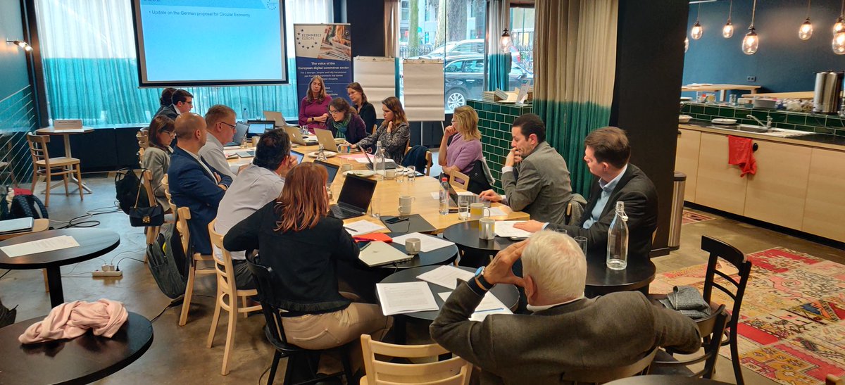 The final meeting of these two days is with our new #Sustainability Working group. In the meeting today our members discuss Ecommerce Europe's sustainability priorities and share best practices! #ecommerce #greendeal #digital