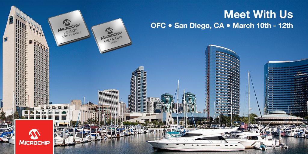 MicrochipTech's tweet photo. We will be at OFC in San Diego, CA from March 10th - 12th. To request a meeting with our OTN and Ethernet connectivity experts, email ofc@microchip.com. Register for the conference: https://t.co/eaBsfRuk60. Product information: https://t.co/So26cWecD1. #ofcconference #OFC20 https://t.co/ohQRgCAYxY