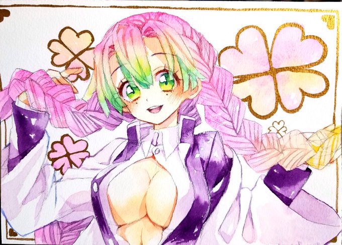 リズミカル☆ベンさんがTwitterに投稿した甘露寺蜜璃(鬼滅の刃)のイラスト。
