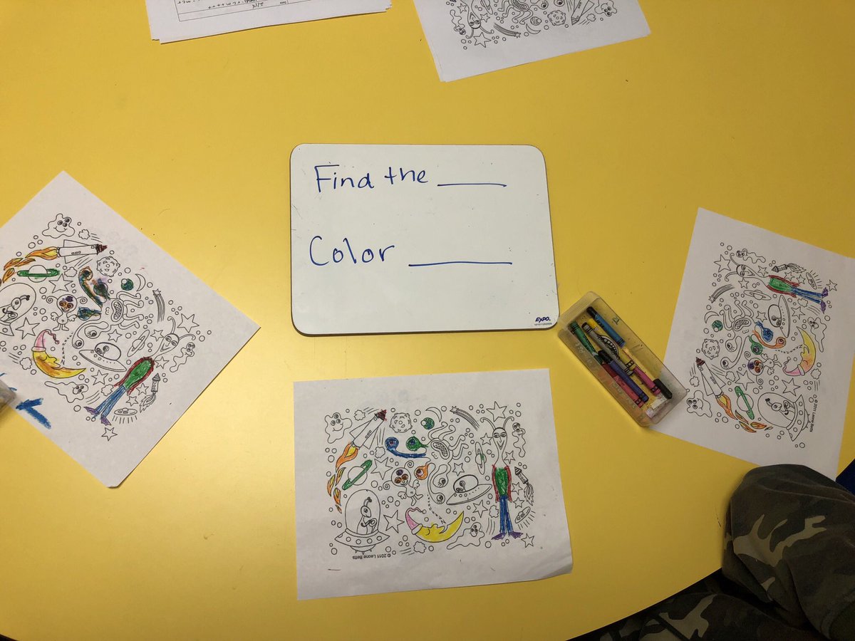 We’ve been talking about space in speech this week! 4th &amp; 5th grade articulation students practiced their speech sounds at the conversation level by giving directions for a “directed coloring”. How did they do? #LoveMyLISD #BBProud