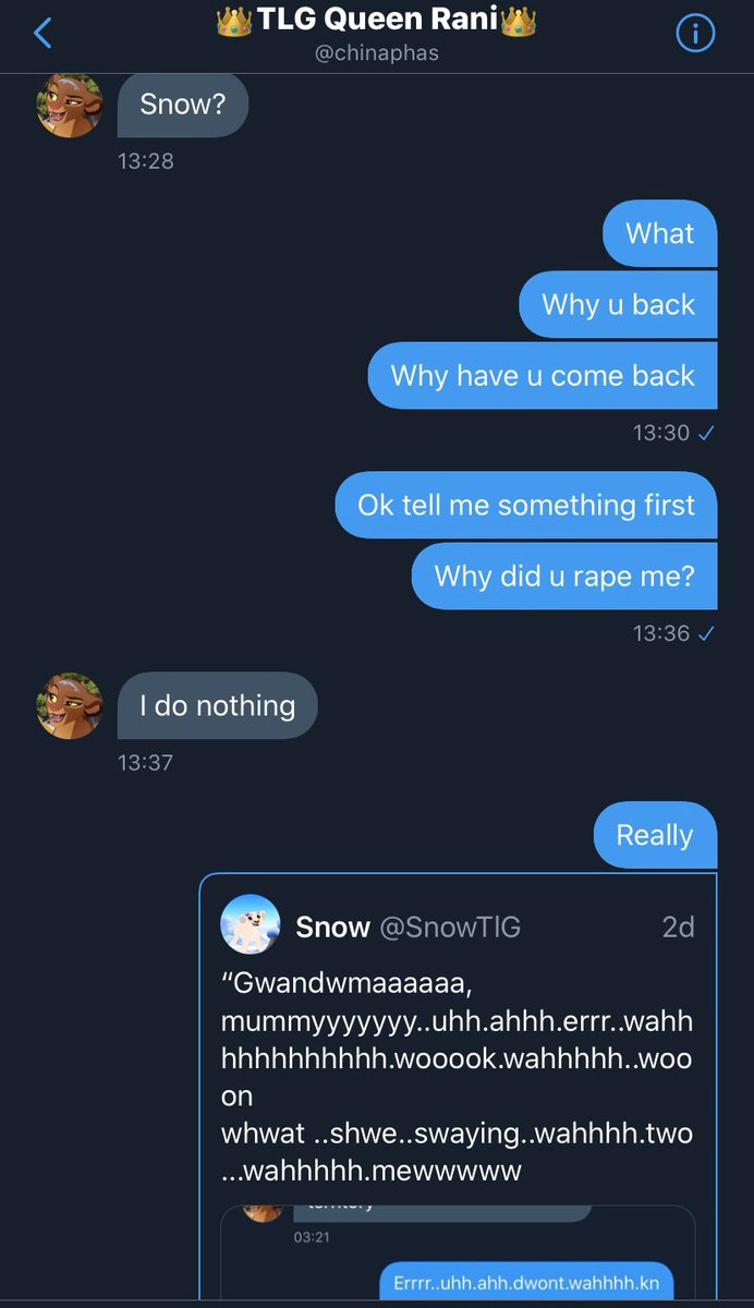 SnowTlG's tweet photo. //I hate peoples who act really really bad and then act all innocent after people like @ReubenPretoriu7 @growler667 and @chinaphas and I especially hate people that rape NEWBORN BABIES AND THINK ITS OK BECAUSE THEY WERE BORED!!!!!
It makes me so sad and depressed 😭 https://t.co/yAd5eHEJCP