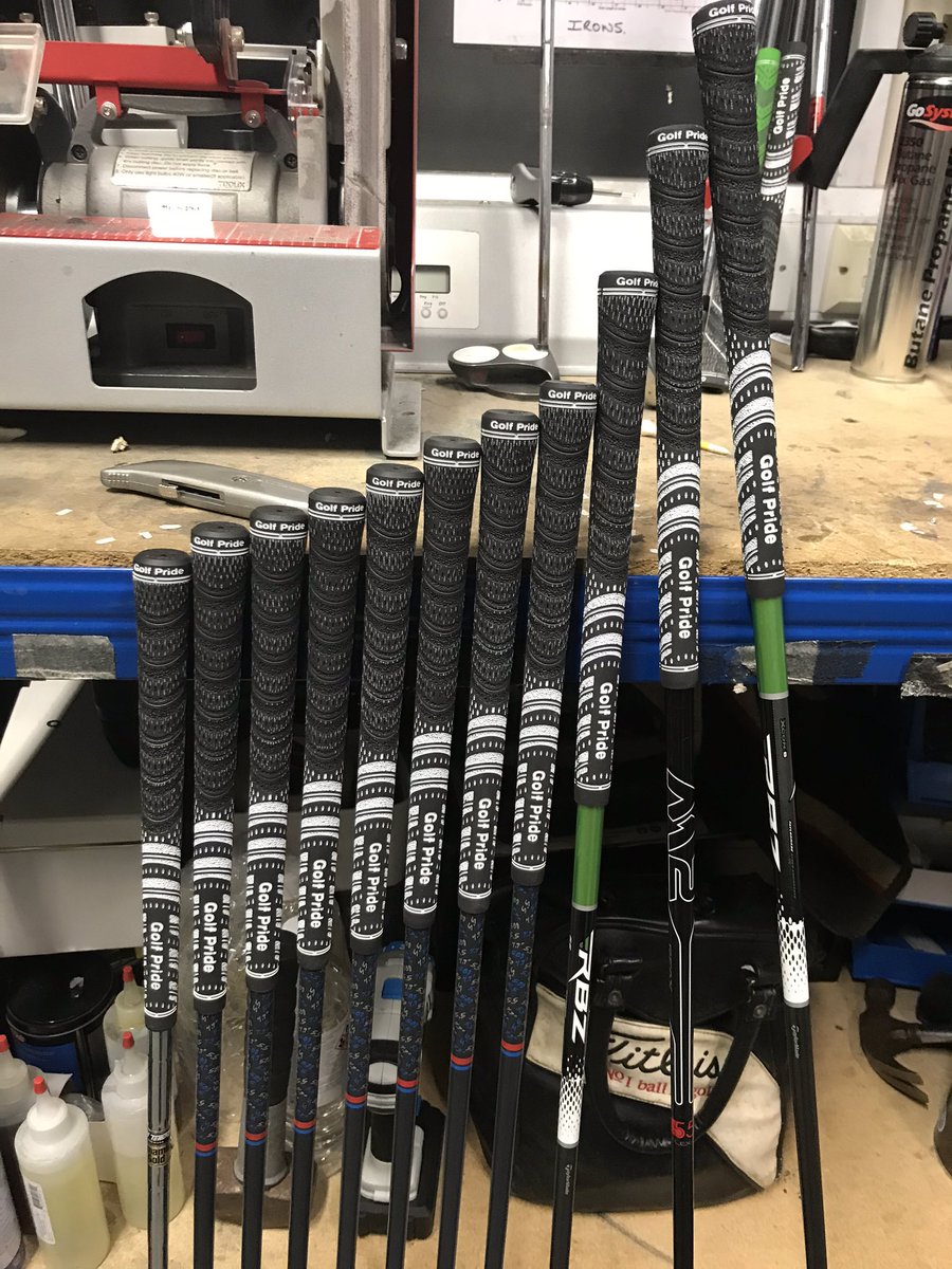 WragBarnProShop's tweet photo. Here @wragbarnproshop we have been busy with golfers getting their clubs into shape for the up and coming season! @golfpridegrips Multi Compound and @SuperStrokeGolf grips to freshen up their clubs! #regripping #golfgrips #repairs #multicompound #superstroke https://t.co/Nr1OAwJh1C