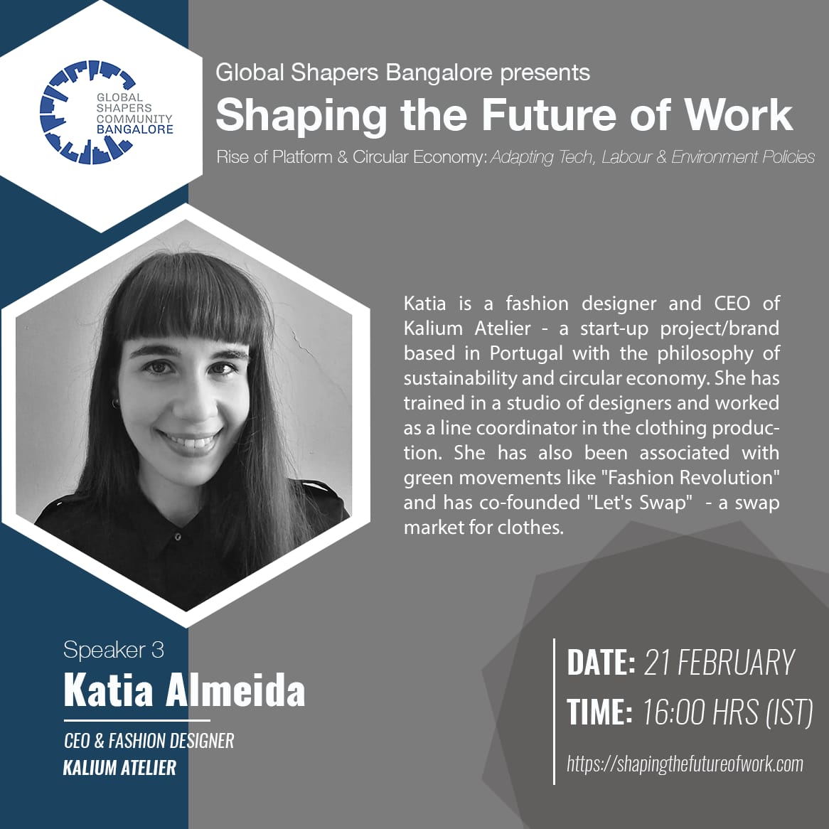 GlobalShaperBLR's tweet photo. Introducing our third speaker for the webinar, Katia Almeida!
Registration Link: https://t.co/Wj9fuh6BBd
#FOW
#FutureOfWork
#ShapingTheFutureOfWork https://t.co/1Hw2nt9QhF https://t.co/4ZDVfhpTfY