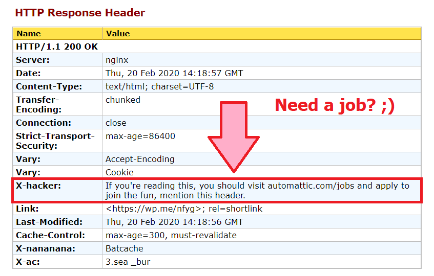WebSnifferHQ's tweet photo. Did you know that sometimes sniffing websites HTTP headers can get you employed? 😃 @automattic @WordPressdotcom #fun #humor #httpheaders #httpheader #http #https https://t.co/lYc0Wwr6PE