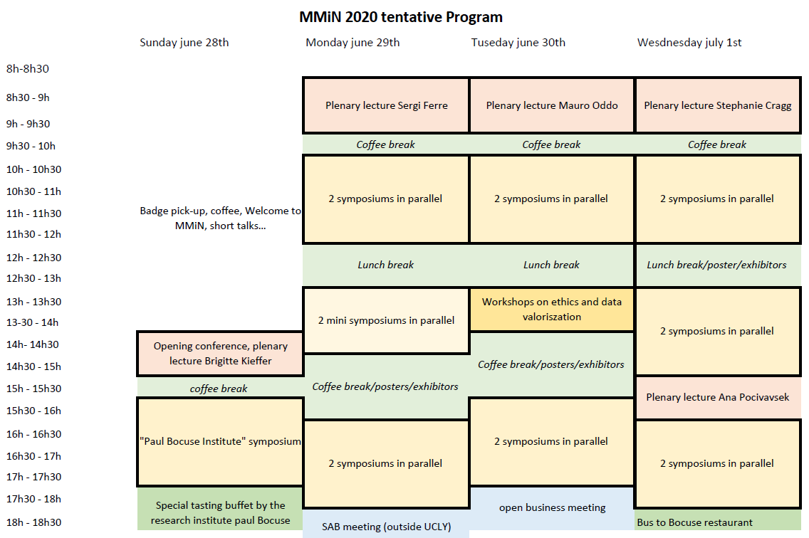2020Mmin's tweet photo. Here's our tentative program to help you to organise your trip 📅: the opening lecture of #monitoringmolecules #neuroscience will start on 28 June 2 pm. The last sessions will end on 1 July evening. And do not miss to visit #Lyon 🦁 and France 🇫🇷before and after #2020Mmin ! https://t.co/q0oKxxKfqs