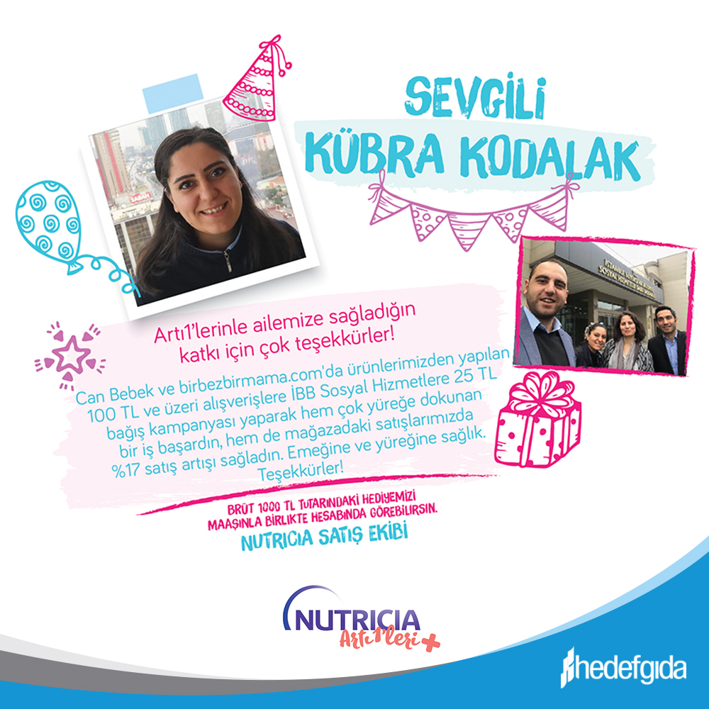 Değerli Kübra Kodalak, göstermiş olduğun üstün performans için seni tebrik ederiz!

#hedefteam #hedefgida #nutrica #canbebek #birbezbirmama #ibb