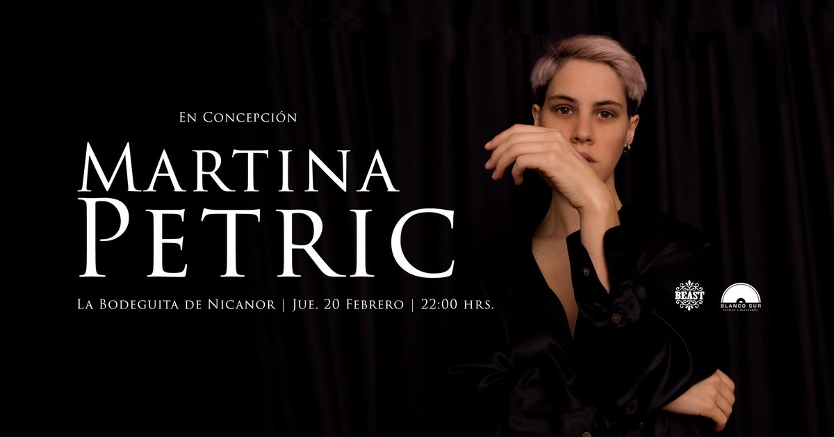 Hoy! <a href="/MartinaPetric/">Martina Petric</a> en @bodeguitaconce a las 22:00 hrs. No falten! Venta de entradas en puerta facebook.com/events/s/marti…