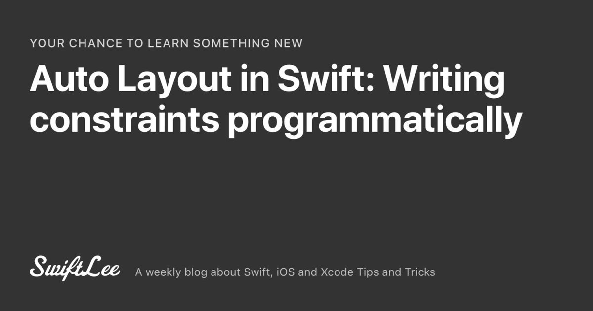 How to write Auto Layout in code?

avanderlee.com/swift/auto-lay…

😬 I'm not picking a side
🤓 Explaining you the basics
💪🏻 Some useful extensions and a Property Wrapper

#swiftlang #iosdev