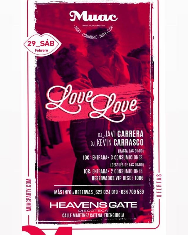 heavensgate10's tweet photo. “ LOVE LOVE ♥️ “ y muchos MUACS 💋 , llegan a FUENGIROLA “HEAVENS GATE” , el 29 de Febrero !
ESTÁIS LISTOS ?
#QUENOTELOCUENTENVIVELO 🔥 
MÁS INFORMACIÓN : 628343236 https://t.co/3GL4GnSGXU https://t.co/sxS833txkF