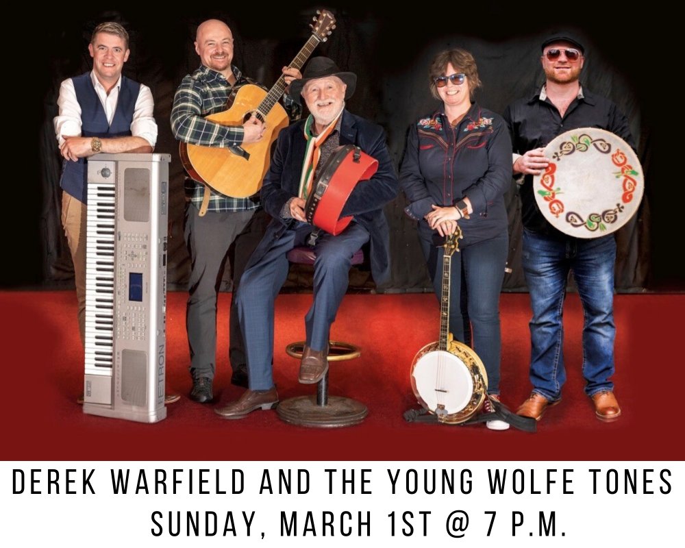 Kickoff to St. Patrick's Day! 
Tomorrow at 7pm
Derek Warfield and The Young Wolfe Tones <a href="/youngwolfetones/">Young Wolfe Tones</a>

Tix: irishheritagecenter.simpletix.com