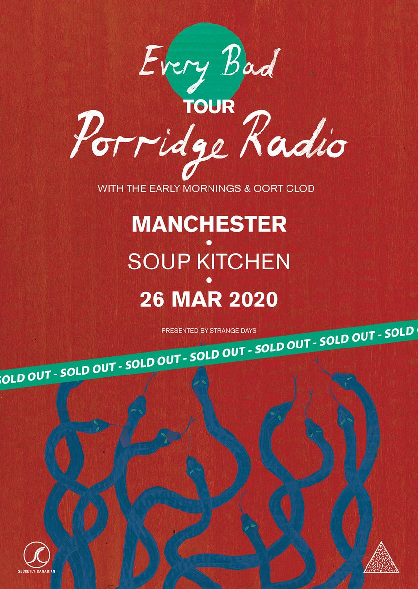 StrangeDaysLv's tweet image. .@porridgeradio’s Manchester show at @soupkitchenmcr has now SOLD OUT 🙌🙌🙌

There are less than 30 tickets remaining for the Sheffield show at @RecordJunkee