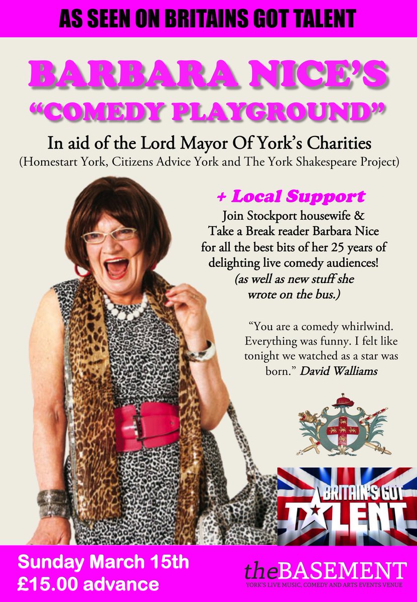 Hilarious comedy night to raise funds for LM's charities <a href="/cabyork/">Citizens Advice York</a> <a href="/Homestartyork1/">Home-Start York</a> <a href="/Y_S_P_/">Yuvraj Pazade</a>  <a href="/AlistairGreaves/">Al Greaves</a> <a href="/burningduckcom/">🔥 Burning Duck Comedy Club 🦆</a> <a href="/TheBasementYork/">The Basement</a> @BenMinsterFM Tickets from <a href="/CityScreenYork/">City Screen York</a> or lordmayoryork.co.uk