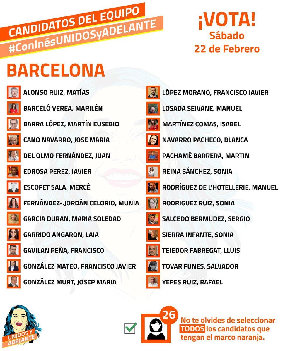 JordiCM01's tweet photo. Este fin de semana se decide el futuro de Ciudadanos y @InesArrimadas será decisiva en ese futuro, este equipo de ciudadanos va #ConInes y tiene su confianza.
Estos son #Mis26
#UnidosyAdelante https://t.co/xfcID8w56s