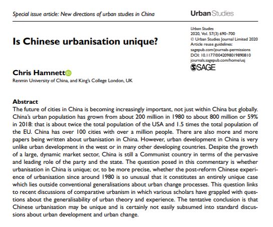 USJ_online's tweet photo. Is the #PostReform Chinese experience of #urbanisation since 1980 a unique case that lies outside conventional generalisations about urban change processes? https://t.co/jm9qA1m16F https://t.co/SWucmhWFIm