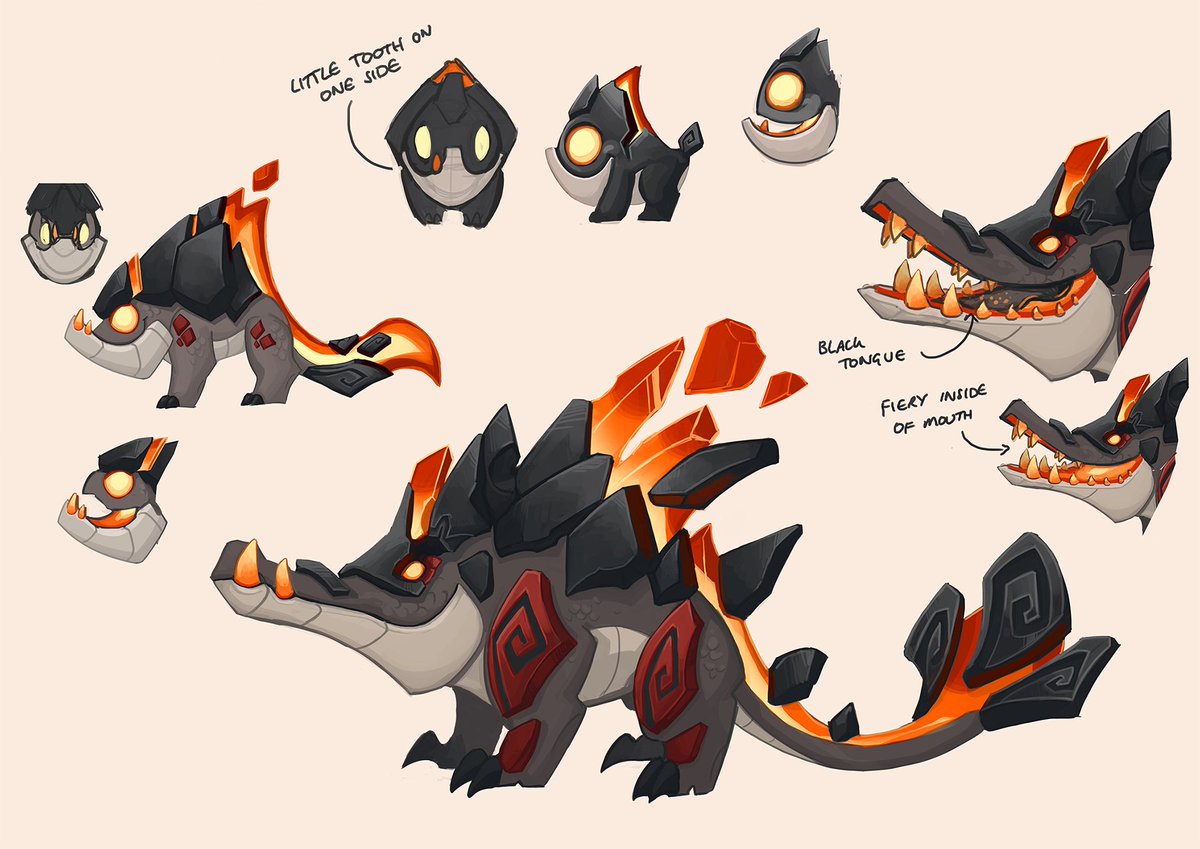 It's been a while since I did #ThrowbackThursday! Here is an evolving pet I concepted a few years ago at Playfusion 😊 It was themed around 'Mountain': fire, earth and crystal.