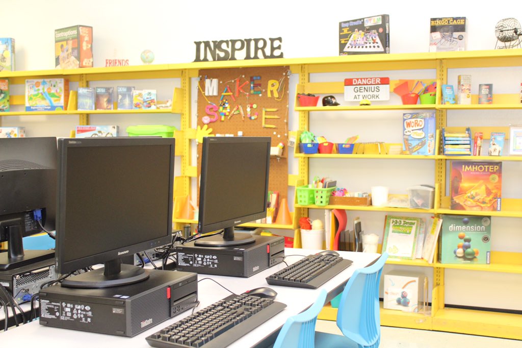 MDCPS's tweet photo. Unveiling the new innovation space @CitrusGroveMS, where students & staff can work in a collaborative environment designed to foster both independent and group exploration. Thank you @CFBPlayoff Host Committee & @CFPExtraYard for supporting public education. #MDCPSMSRedesign https://t.co/IfMttsm5vx