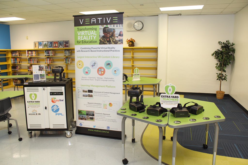 MDCPS's tweet photo. Unveiling the new innovation space @CitrusGroveMS, where students & staff can work in a collaborative environment designed to foster both independent and group exploration. Thank you @CFBPlayoff Host Committee & @CFPExtraYard for supporting public education. #MDCPSMSRedesign https://t.co/IfMttsm5vx