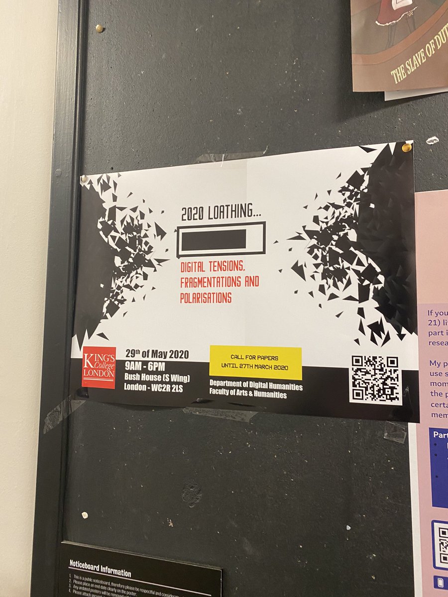 DHConferenceKCL's tweet photo. Posters are all around King’s and the Strand building! #2020loathing #conferences https://t.co/Ty8DGF14pk