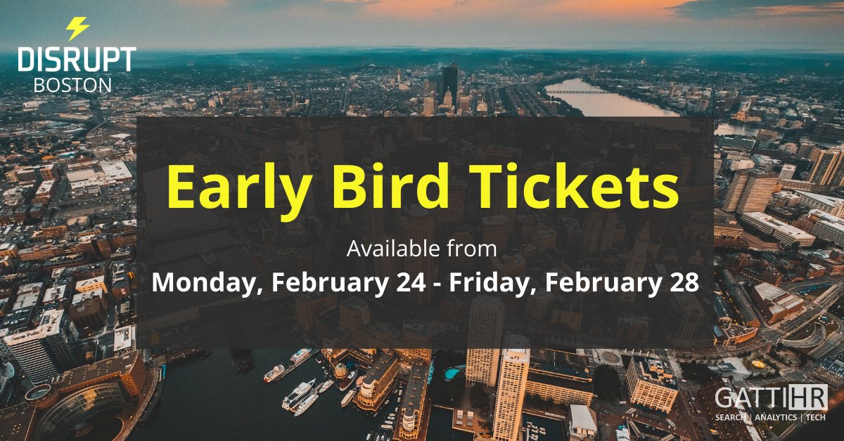Early bird tickets will go on sale on Monday, February 24! This discount will only be available for 5 DAYS so make sure you act fast. Click the link below to reserve your ticket. #disrupthr #disrupthrboston

eventbrite.com/e/disrupthr-bo…