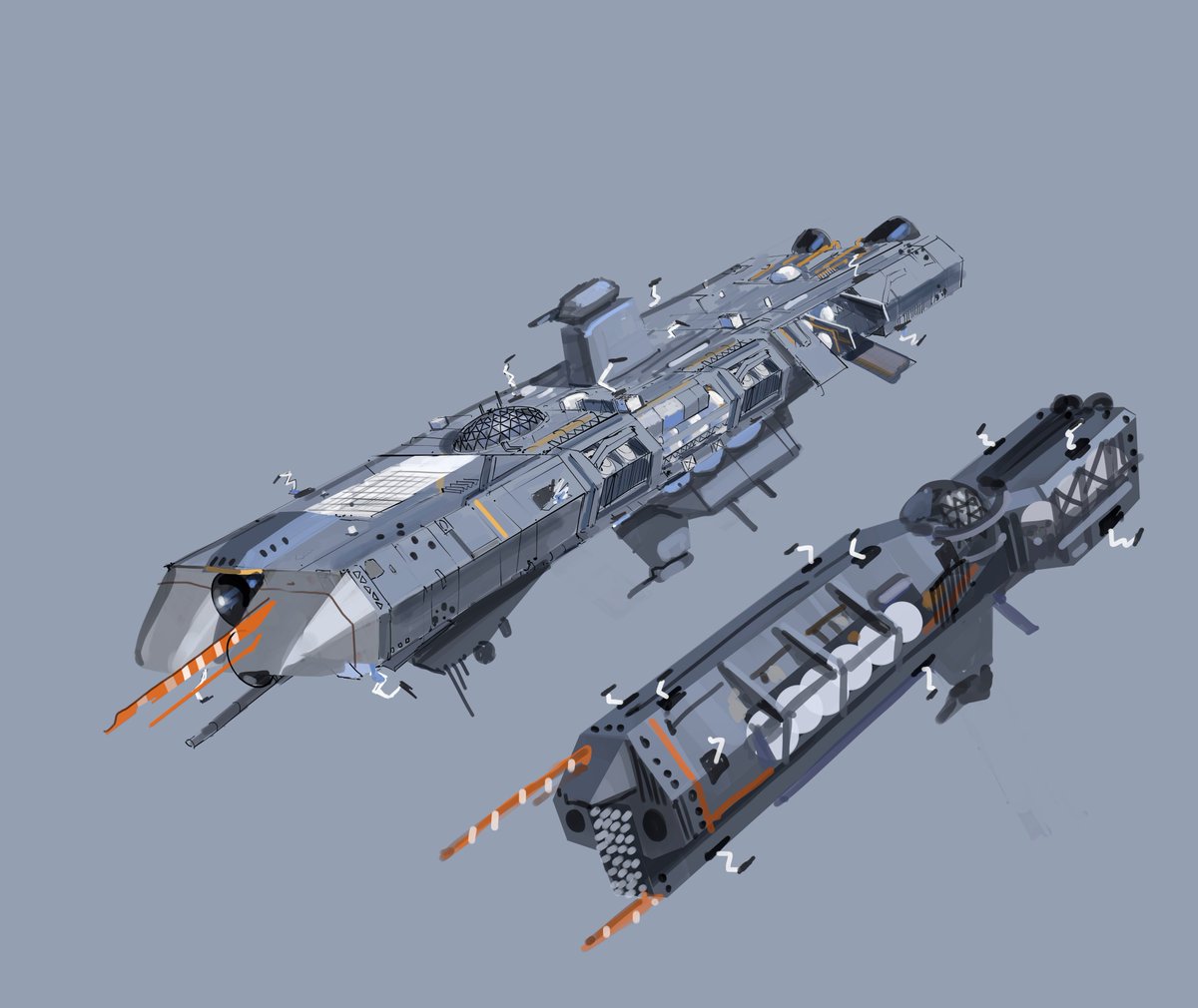 Valahor2's tweet photo. another batch of Totally  @HomeworldGame and 
@InsideBBI Hardware Shipbreakers inspired spaceships sketches  for #FanArtFriday also inspired by @Shipbreakergame trailer  #sciencefiction #painting #digitalart #conceptart #scifiart #spaceship #illustration #ArtistOnTwitter https://t.co/ApTkWON0OS