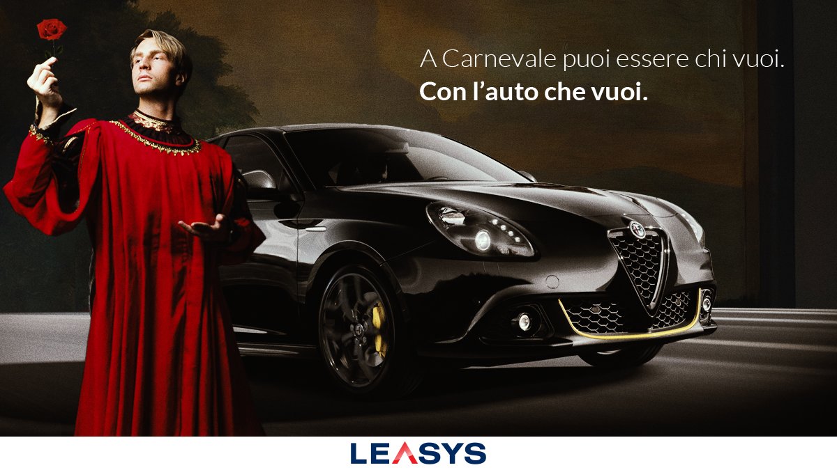 leasysofficial's tweet photo. O Romeo, Romeo, perché girare la città da solo?
Corri in un #MobilityStore: con il noleggio a breve termine Leasys trovare la tua #Giulietta è facilissimo. #LeasysRent
#Carnevale https://t.co/3mkEExJLam