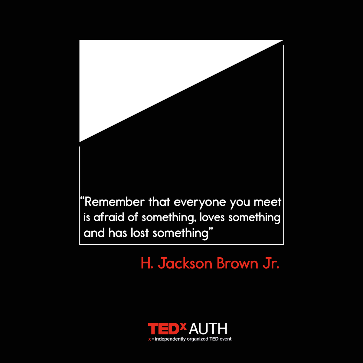 tedxauth's tweet photo. Για μια στιγμή ας σκεφτούμε ένα αγαπημένο μας πρόσωπο, έναν μεγάλο μας φόβο και μια μεγάλη απώλεια που βιώσαμε. Ας κοιτάξουμε ξανά τον κόσμο έχοντας κατά νου πως κάθε άνθρωπος που βρίσκεται απέναντί μας φοβάται, αγαπά και έχει πονέσει.
#QuoteThursday #tedxauth20 #tedxauth https://t.co/AUCku8wIGr