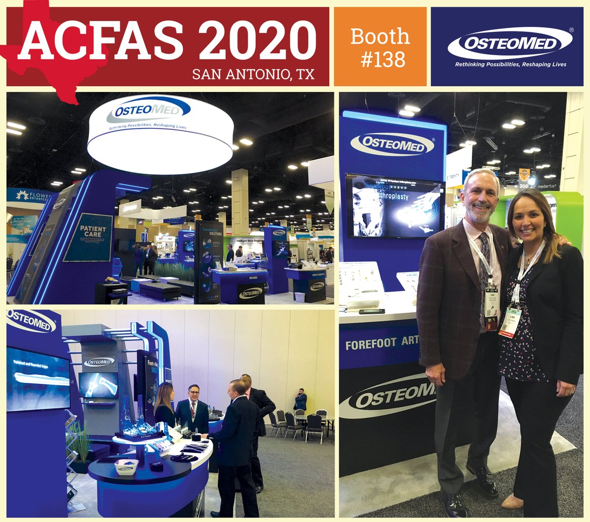 OsteoMedSOURCE's tweet photo. Please come visit us here in San Antonio,TX for #ACFAS2020! Our OsteoMed reps are here discussing our various #lowerextremity and #orthobiologic products. We will be here until February 21st. See you soon! https://t.co/oU9Wrug5l7