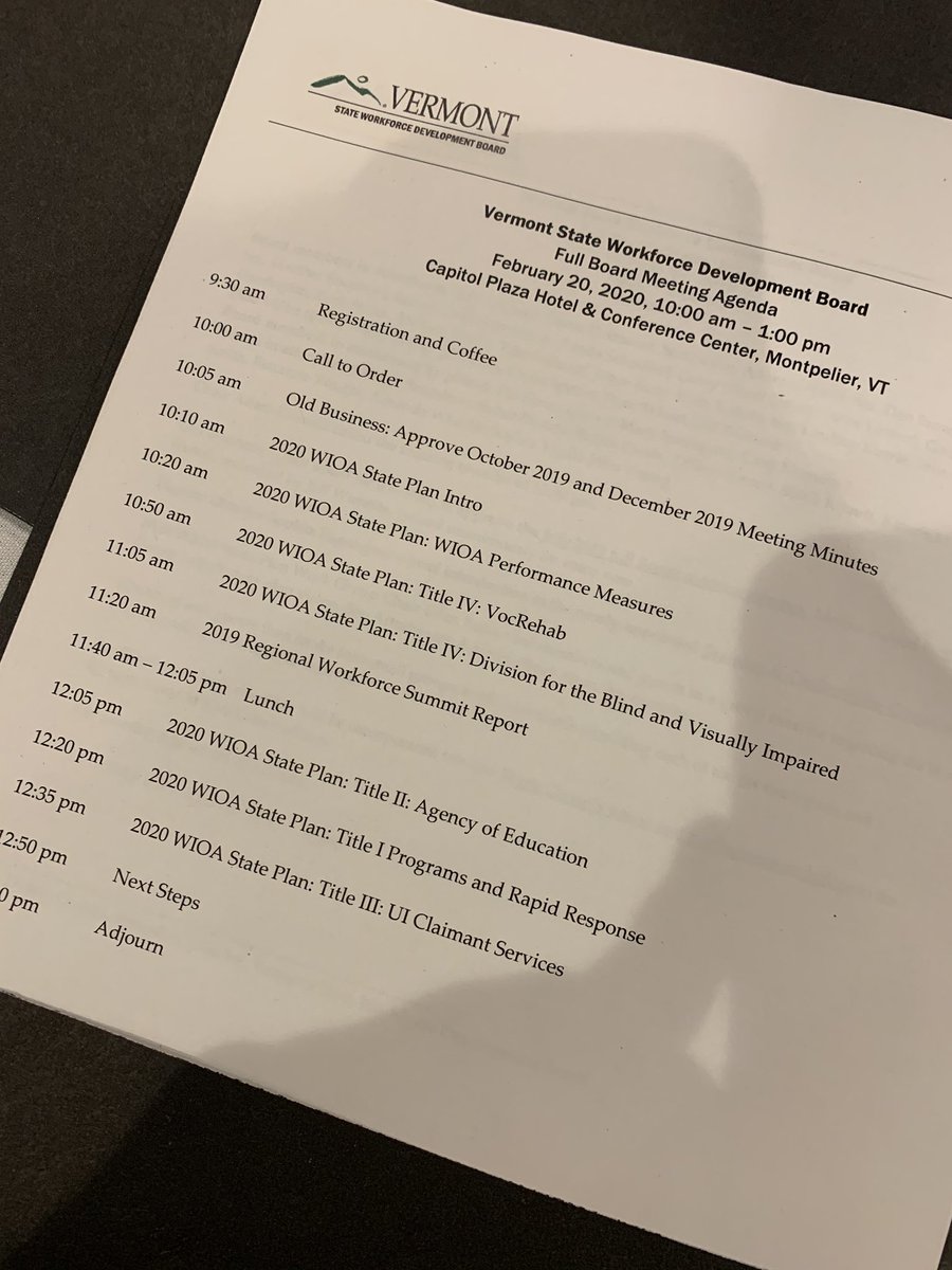 VT_WFDBoard's tweet image. We’re up and running for our 2020 Winter Meeting! We’ll be going over the WIOA State Plan and reviewing our Summit Report! #GrowTheWorkForce #vtpoli
