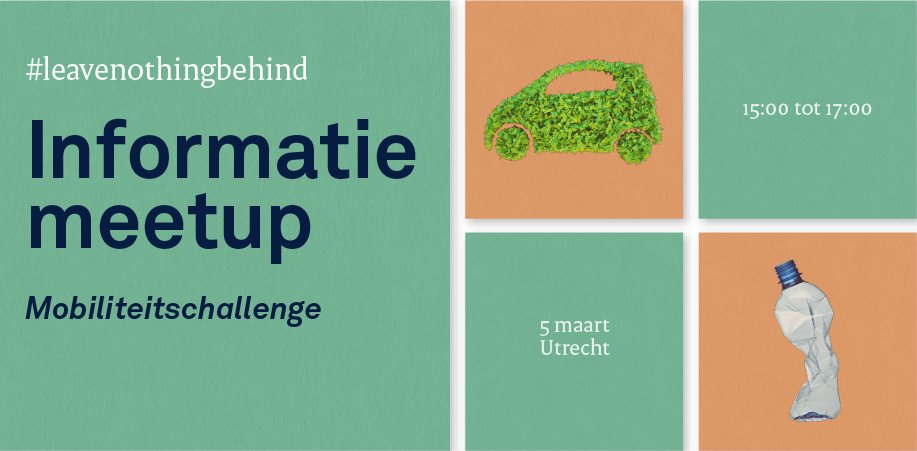 Meer weten over de mobiliteitschallenge? Kom dan op 5 maart van 15:00 tot 17:00 naar de informatie meetup in het LEF FutureCenter te Utrecht. Meld je snel aan, want vol=vol!
dutchmobilityinnovations.com/spaces/1179/ch…
