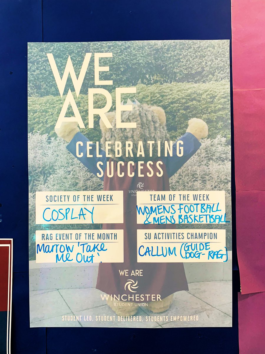 🌟COSPLAY - New committee jackets &amp; collab with the Photographic Soc!
🌟 MARROW - Take Me Out 
🌟 WOMENS FOOTBALL (11-0 &amp; 10-0 win!!!) and MENS BASKETBALL (amazing effort at winton and winning an intense game against Gloucester)
🌟CALLUM - 2 fundraisers in 1 week!

👏🏻👏🏻👏🏻