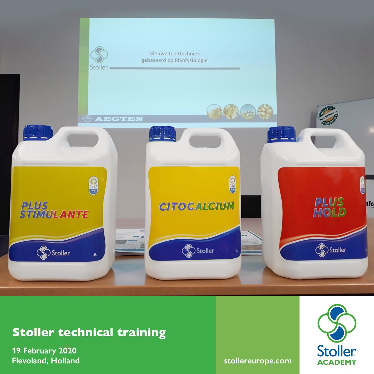 StollerEurope's tweet photo. El equipo de Stoller Europe ha estado presente en una formación técnica en Holanda junto a Aegten, nuestro distribuidor en Benelux, donde se habló de las soluciones Stoller para los cultivos de patata y cebolla. 

#ThisIsStoller #ThisIsCustomer #StollerAcademy https://t.co/NxdGnDgUzr
