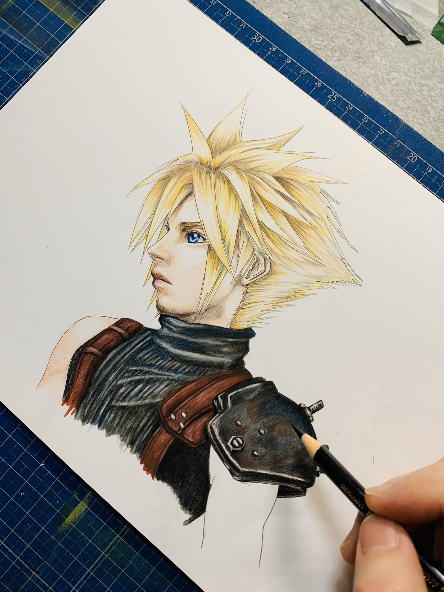 カラス クラウドはイケメンやなぁ セフィロスもイケメンだしなぁ Ffのキャラってイケメンだらけだな 色鉛筆画 Ff7 イラスト T Co 9hazxgcxaq Twitter