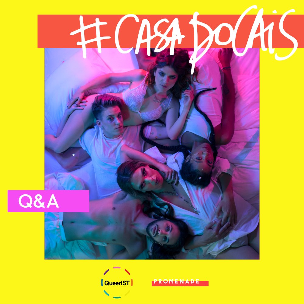 QueerIST's tweet photo. Tens perguntas para o elenco da @casadocais? Today is the day! Viewing Party #QueerIST às 21h no IST. Bora!!! https://t.co/Ib93AaWwvO
