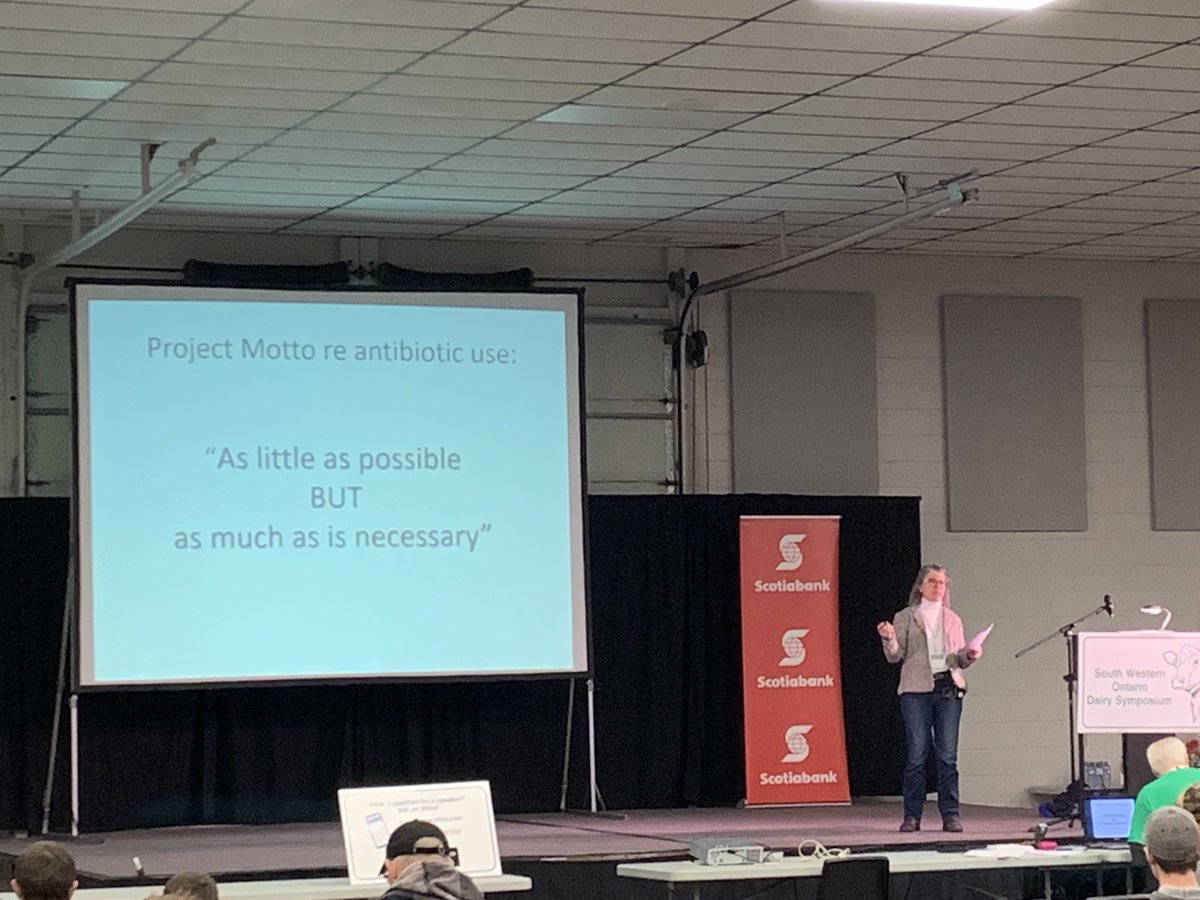 SWODSdairy's tweet photo. @GodkinAg and Dr. Dave Kelton kick off the #SWODS2020 speaker program! Reducing Antibiotics Use at Dry-off...The Pros & Cons. Their project motto re antibiotic use is “As little as possible BUT as much as is necessary”. #ontag #dairy https://t.co/GQ3G5uVp3F