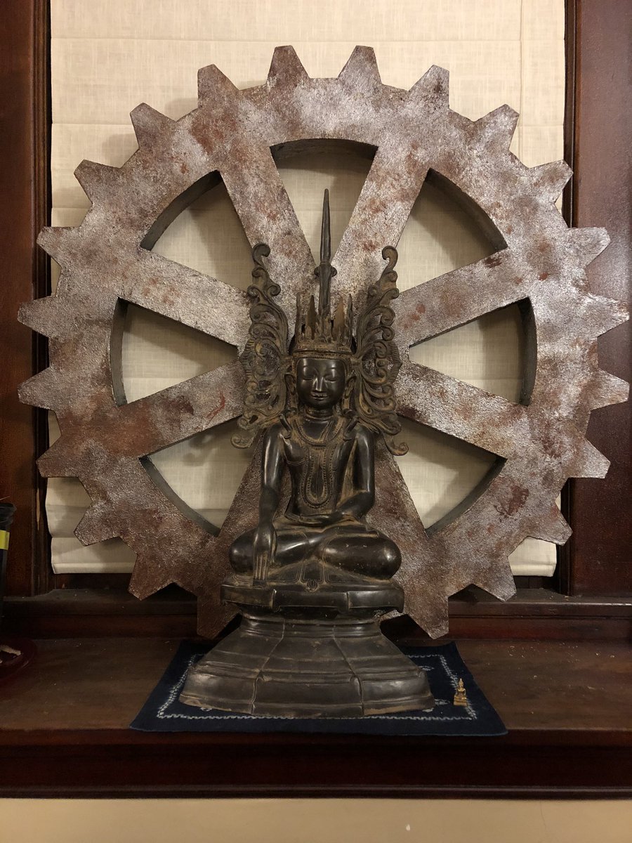 Look at this awesome new gear we got! (Buddha for scale) See it in person at our 2/29 parlor show! #steampunk #music #gear