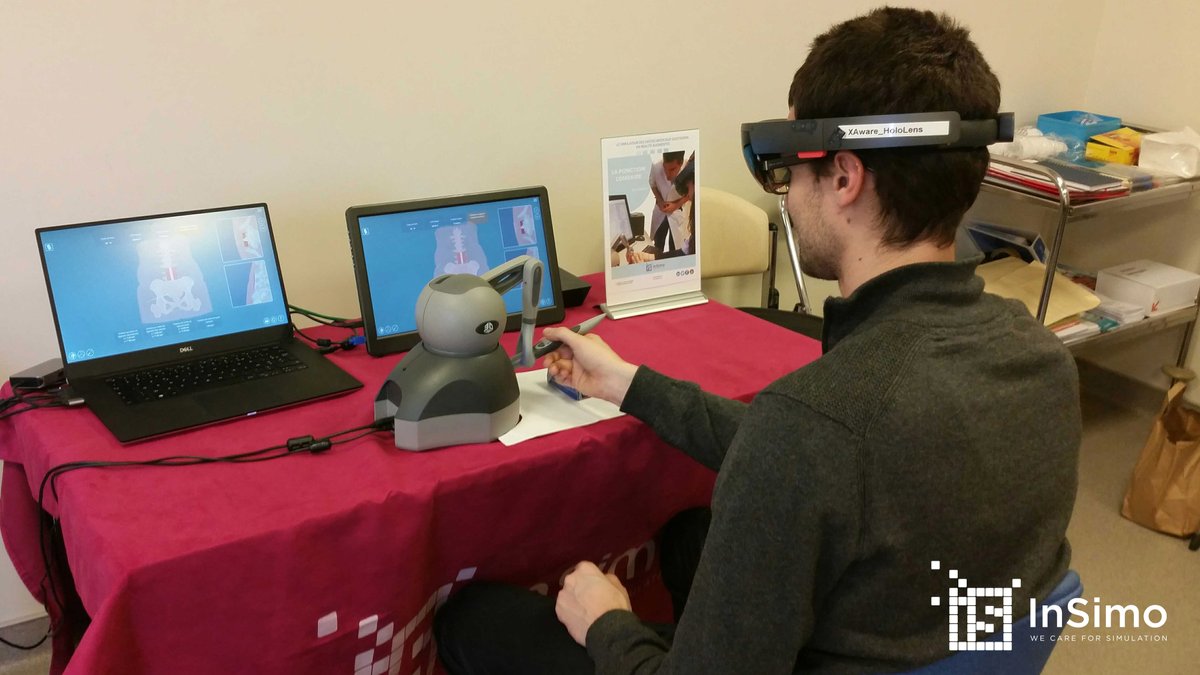 insimo's tweet image. Hier nous étions de passage au CHU de @villedebesancon avec @LillyPadFR pour faire découvrir à l&apos;équipe du Pr Wendling notre #simulateur de #ponctionlombaire Sim&amp;amp;Care 📣
#rhumatologie #simulationmedicale #AR