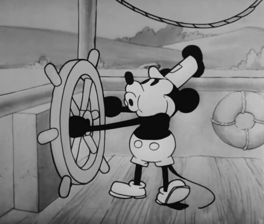 ハタケー Twitter પર 蒸気船ウィリー 1928年11月18日公開 ミッキー マウス ミニーマウスのスクリーンデビューの作品でピートも登場 ルイスと未来泥棒 以降ディズニー作品のopにミッキーが口笛を吹くシーンが使用される 豚のシーンは一部ソフトでカットされる