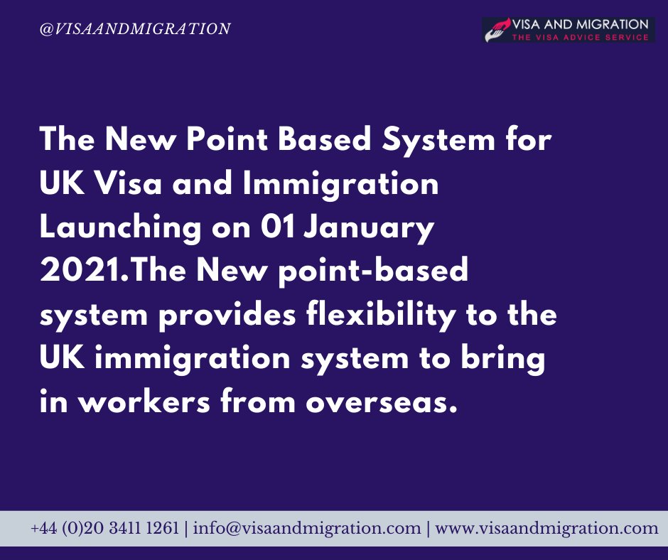 visamigrationuk's tweet image. The New Point Based System for UK Visa and Immigration Launching on 01 January 2021.
Read details here: visaandmigration.com/news/new-point…

#ukvisanews #pointbasedsystem #ukimmigration #visaandmigration #workvisa #ukvisarules #ThursdayThoughts #Mahashivratri