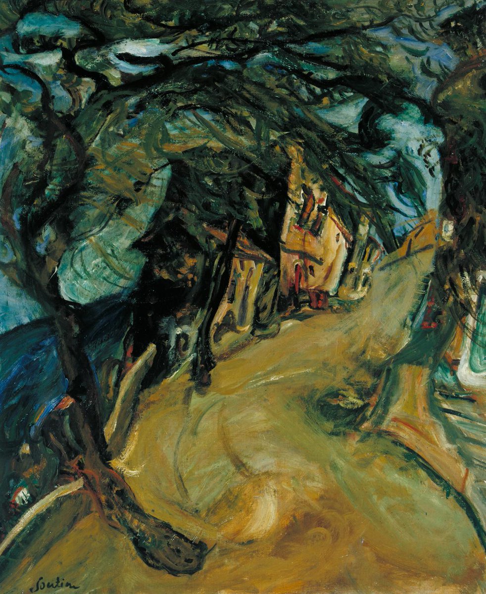 Landscapes by Russian Jewish painter Chaïm Soutine, 1910s-30s. Known for developing a loose, highly energetic style that anticipated Abstract Expressionism, he died in 1943 in occupied France while running from the Gestapo
